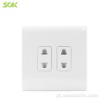 Tomadas elétricas britânicas 2Gang 2Pin Socket Outlets Branco